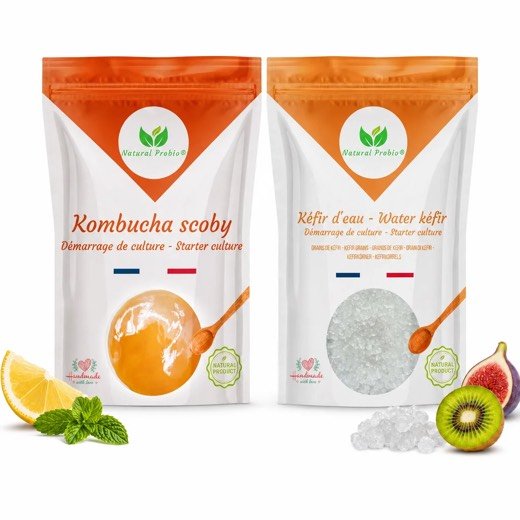 Duo Natural Probio : sachet de grains de kéfir de lait et sachet de grains de kéfir de fruit